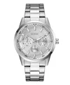 Guess Men's Silver Tone Multi-function Watch, 44mm In Silver