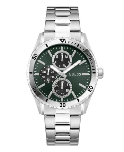 Guess Men's Silver-tone Multi-function Watch, 43mm In Metallic