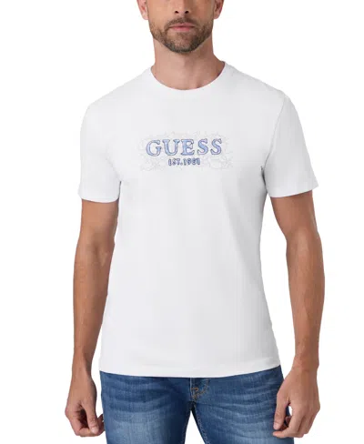 Guess Men's Slim Fit Box Logo Ropes T-shirts In White