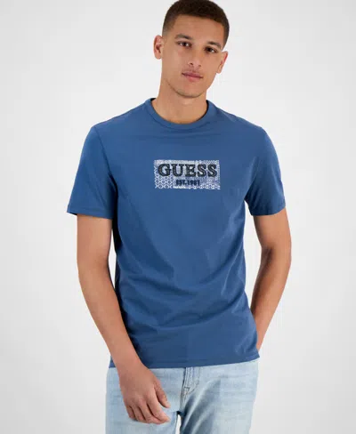 Guess Men's Slim Fit Short Sleeve Crewneck Logo T-shirt In Petroleum