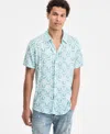 Guess Men's Slim Fit Short Sleeve Printed Button-front Shirt In Green