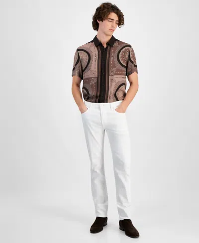 Guess Men's Slim-straight White Denim Jeans In Optic White