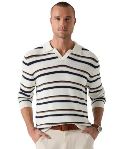 Guess Men's Stanton Striped Polo Shirt In White