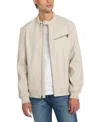 Guess Men's Stretch Faux Leather Snap Collar Moto Jacket In Neutral
