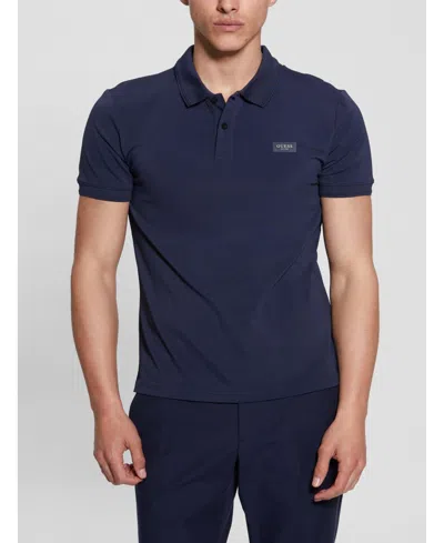 Guess Men's Tech-stretch Polo Shirt In Smart Blue