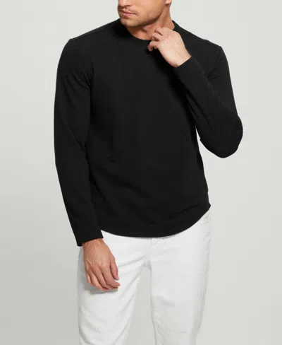 Guess Men's Textured Long-sleeve T-shirt In Jet Black