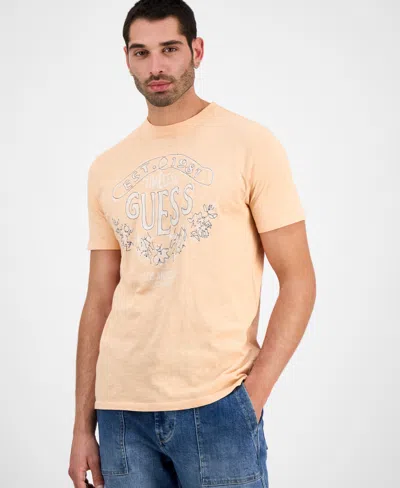Guess Men's Timeless Short Sleeve Embroidered Logo Graphic T-shirt In Neutral