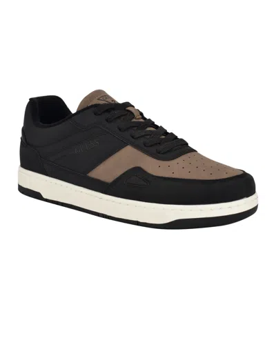 Guess Men's Tolyo Perf Toe Fashion Lace Up Sneakers In Black,taupe