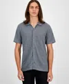 Guess Men's Tristan Short Sleeve Textured Button-front Shirt In Gray