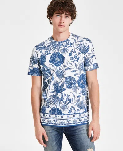 Guess Men's Tropical Floral Graphic T-shirt In Salt White Multi