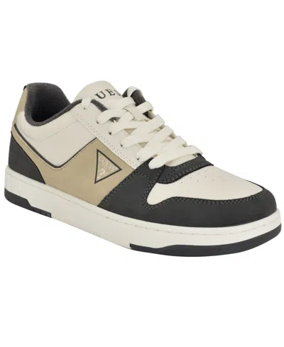 Guess Men's Nelsi Lace Up Low Top Fashion Sneakers In Dark Gray,ivory