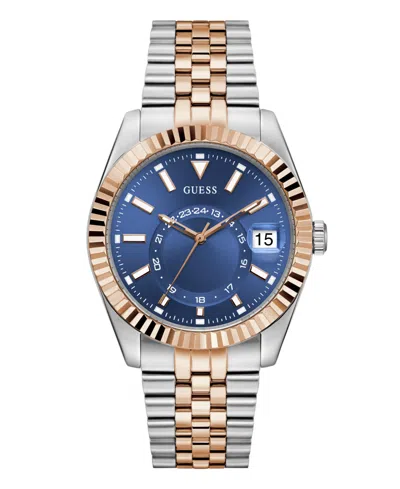 Guess Men's Two-tone Multi-function Date Watch, 42mm In Gold