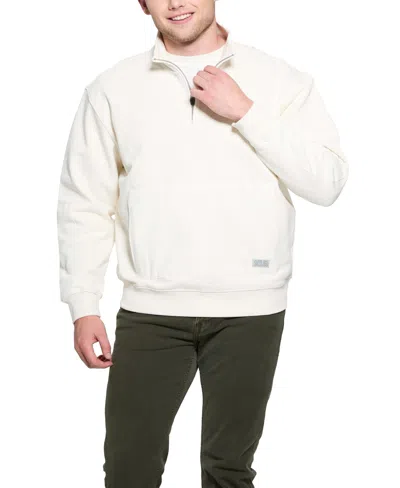 Guess Men's Tyler Relaxed Fit Long Sleeve Quarter-zip Sweatshirt In White