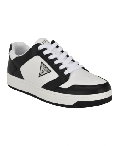 Guess Men's Udolf Low Top Lace Up Fashion Sneakers In Black,white
