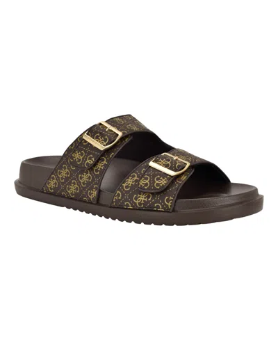 Guess Veribno Slide Sandal In Brown