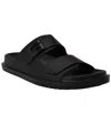 Guess Men's Vugon Branded Slip On Fashion Slides In Black Saffiano Texture