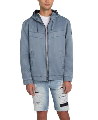 Guess Men's Washed Hooded Windbreaker In Smart Blue