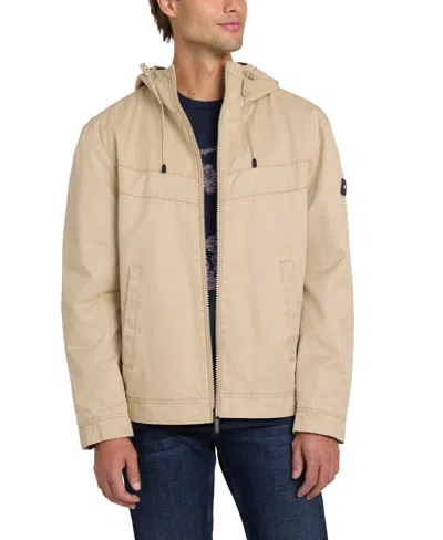 Guess Men's Washed Hooded Windbreaker In Washed Khaki