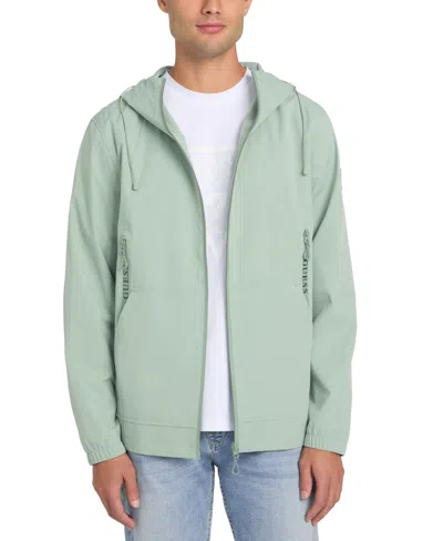 Guess Men's Water Resistant Tech Stretch Hooded Windbreaker In Dusty Fern