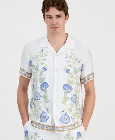Guess Men's Wayco Bord Floral Shirt In White