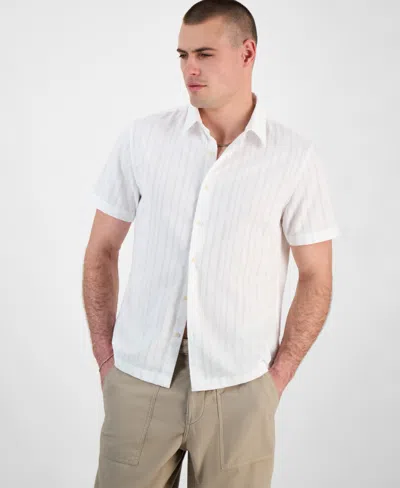 Guess Men's Wimbley Regular-fit Dobby Stripe Button-down Shirt In Pure White