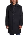 Guess Men's Wool Blend Coat With Removable Quilted Bib In Navy Sea