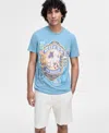 Guess Men's World Stamp Logo Graphic T-shirt In Blue