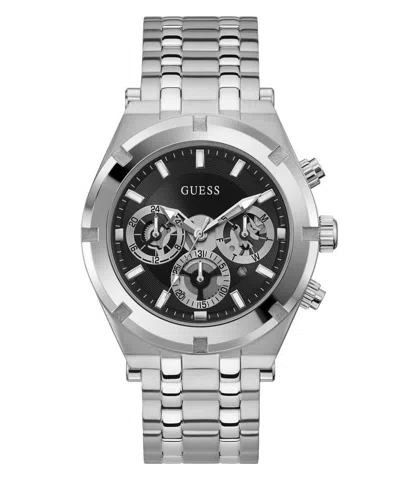 Pre-owned Guess Men's Wristwatch Multifunction Continental Gw0260g1 Stainless Steel Silver