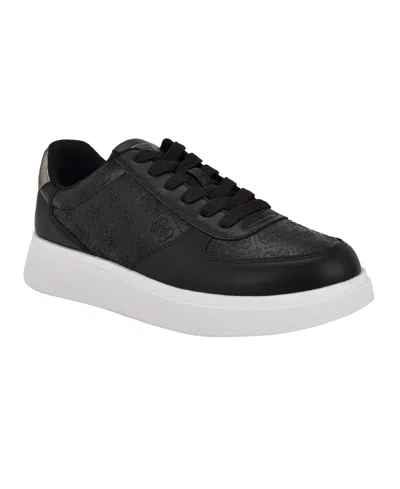 Guess Men's Wulfred Elevated Lace Up Fashion Sneakers In Black,pewter Logo Multi