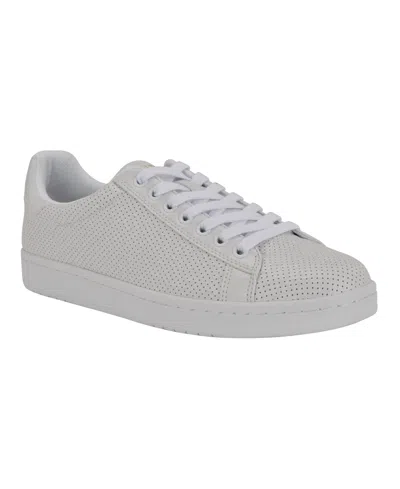 Guess Men's Wulfred Elevated Lace Up Fashion Sneakers In White,silver Logo Multi