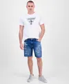 Guess Men's Short Sleeve Triangle Logo Crewneck T-shirt In White