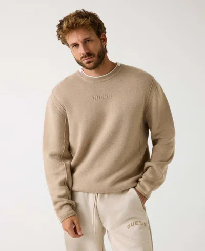 Guess Men's Yaki Long Sleeve Crewneck Sweatshirt In Brown