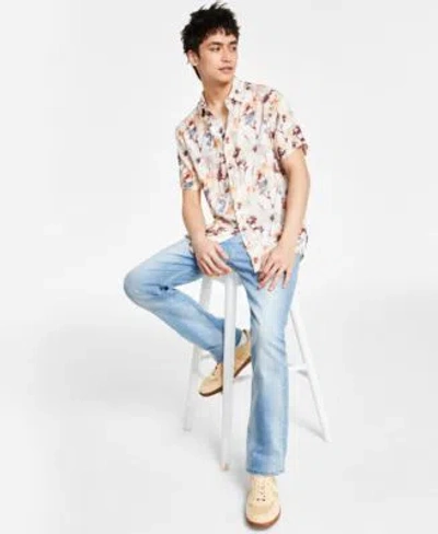 Guess Mens Desert Poppy Shirt Slim Straight Jeans In Blue Guitar
