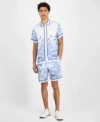 Guess Mens Short Sleeve Jungle Shirt Big Cat Shorts In Multi