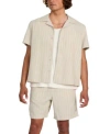 Guess Mens Textured Camp Shirt Drawstring Shorts In Neutral