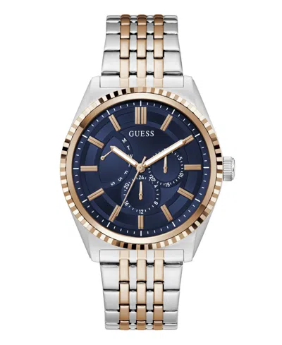 Guess Mens Two-tone Stainless Steel Multi-function Watch, 44mm In Silver