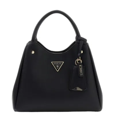 Guess Meridian Logo Handbag In Black