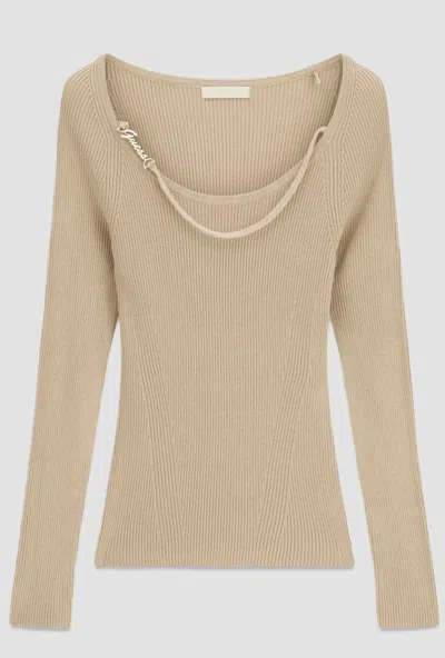 Guess Mesh With Wide Collar Woman Beige In Brown