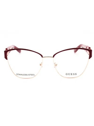 Guess Metal Cat Eye Women's Eyeglasses In Purple
