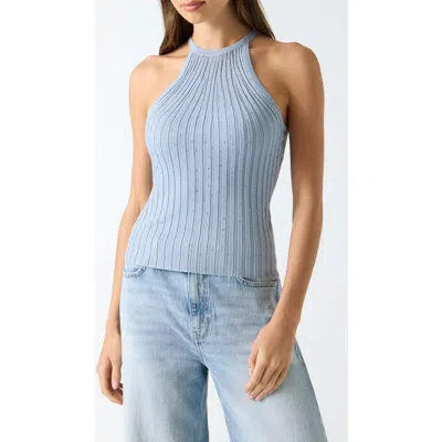 Guess Metallic Rib Tank In Blue