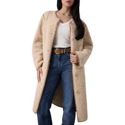 Guess Mia Faux Shearling Coat In Brown