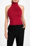 Guess Minara Turtleneck Halter Sweater In Red