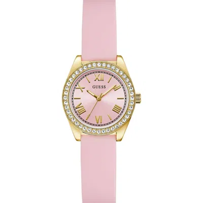 Guess Mini Luna Silicone Strap Watch, 30mm In Pink