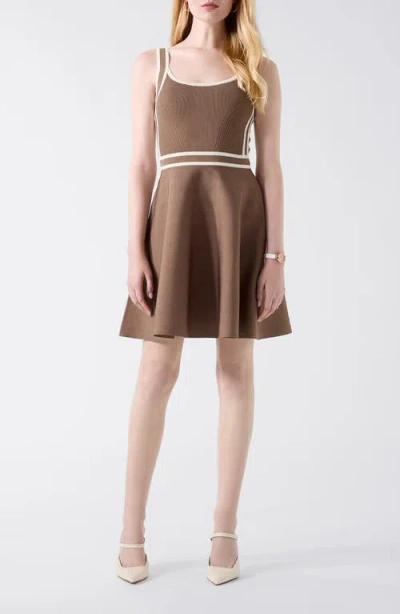 Guess Mirage Knit Fit & Flare Dress In Brown