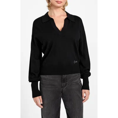 Guess Miranda Polo Sweater In Black