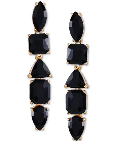 Guess Mixed Cut Crystal Linear Drop Earrings In Gold