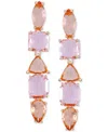Guess Mixed Cut Crystal Linear Drop Earrings In Rose Gold