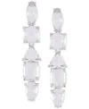 Guess Mixed Cut Crystal Linear Drop Earrings In Silver