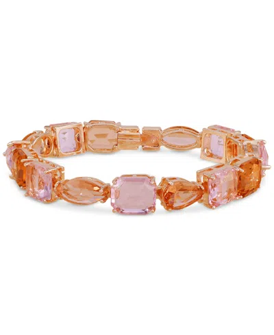 Guess Mixed Cut Crystal Statement Flex Bracelet In Rose Gold