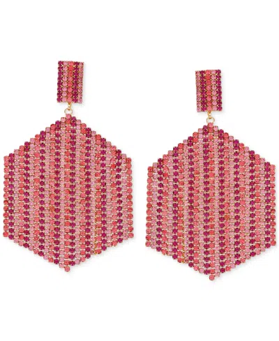 Guess Mixed Stone Hexagon Chandelier Earrings In Gold,fuchsia,light Rose